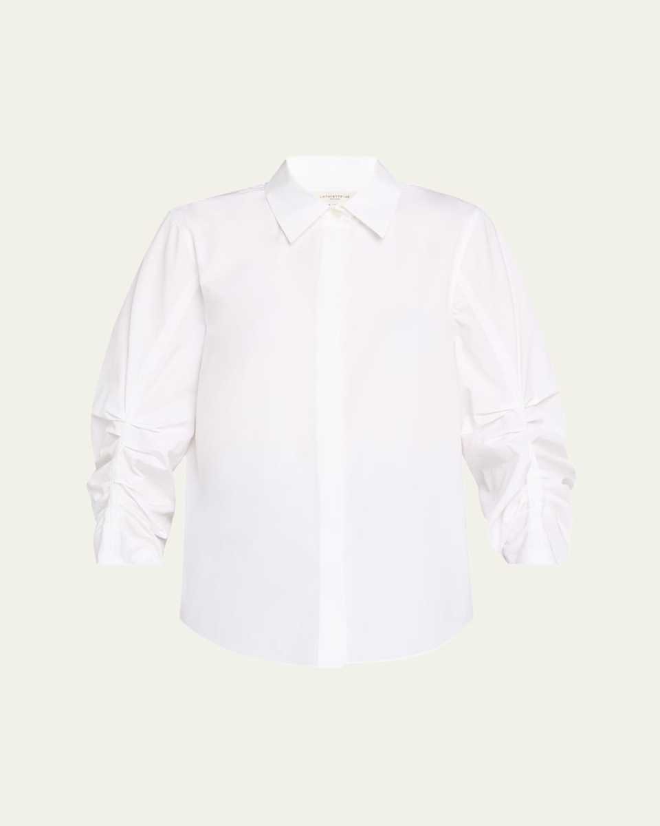 Pleated-Sleeve Cotton Shirt